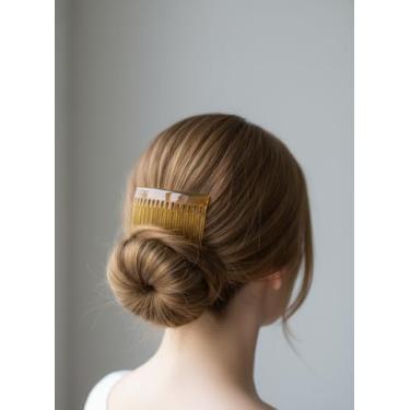 Imagem de Grampo de pente lateral torcido de plástico para mulheres, marrom