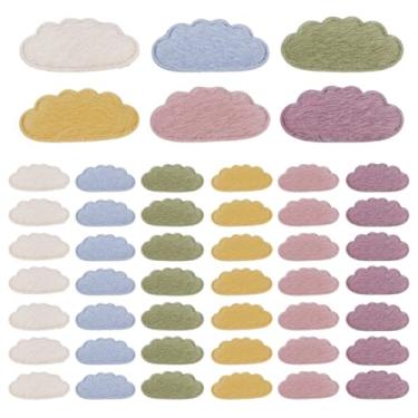 Imagem de SUPERFINDINGS 48 peças, 6 cores, adesivos bordados em nuvem fofos, costurados, aplique bordado, placa de crachá para roupas, vestidos, jaquetas, mochilas, calças, bonés, decoração de artesanato faça