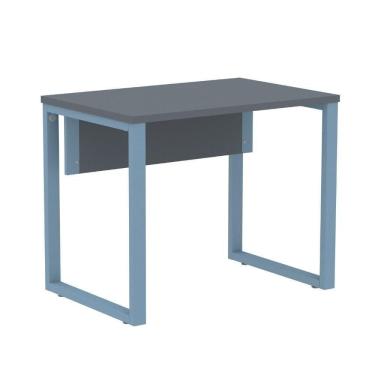 Imagem de Mesa Escritório P25 Tub Pandin 90 Cm (larg) Tampo Mdp Grafito Pé Aço Tubular Azul Dali