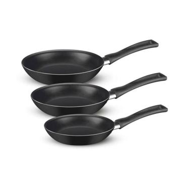Imagem de Kit Frigideira Antiaderentes Rochedo Basic Com 3 Peças Preto
