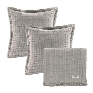 Imagem de Kit Para Cama e Sofá Manta e Almofadas 100% Algodão Texturizadas Atlan