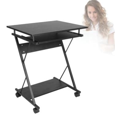 Imagem de HGTRH Mesa de laptop móvel, mesa de cama 60 x 48 x 73 cm com bandeja de teclado, rodas traváveis, pedal 60 x 48 x 73 cm, capacidade de carga, 100 libras, carrinho de computador, mesa de trabalho, para