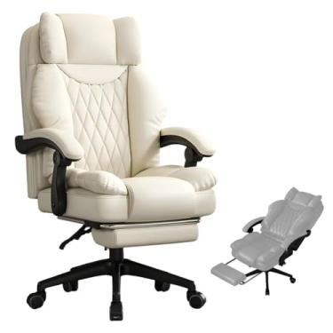 Imagem de HGTRH Cadeira executiva ergonômica de escritório com apoio para os pés, cadeira de computador com suporte lombar cadeira grande e alta 160° reclinável grossa acolchoada 360° giratória 150 kg