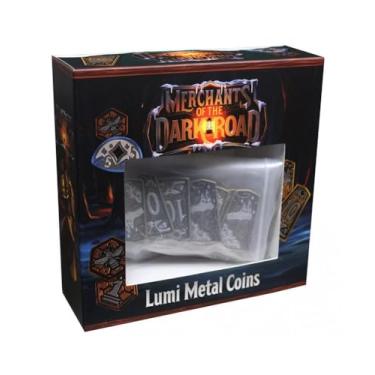 Imagem de Merchants of The Dark Road: Lumi Metal Coins – Deluxe Metal Currency Upgrade for Board Game | Dual-Masked Multi-Color Coins | 1, 5 & 10 Value Token Set