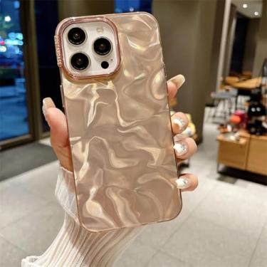 Imagem de HTVJFX Capa de celular luxuosa dobrável com estampa de camelo e laser para iPhone 15, capa protetora à prova de choque (para iPhone 15/rosa)