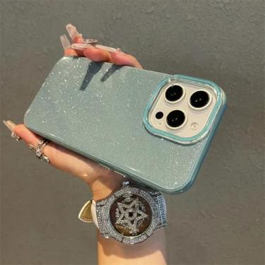 Imagem de HTVJFX Capa de celular luxuosa com glitter e geleia de chocolate para iPhone 16 Pro, capa protetora de silicone macio à prova de choque e brilhante (para iPhone 16 Pro/verde)