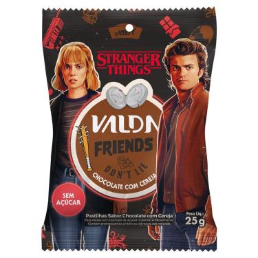 Imagem de Pastilhas Valda Friends Dont`t Lie Stranger Things Chocolate com Cereja Sem Açúcar 25g