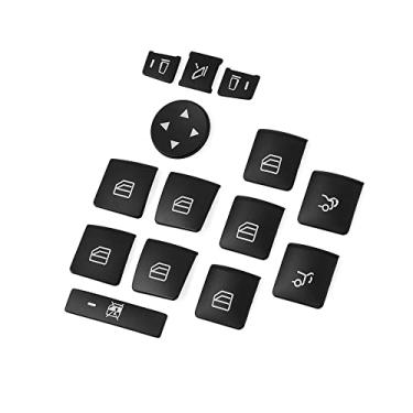 Imagem de Decalques de tampa de botão de interruptor de elevação de vidro preto para porta de carro compatíveis com Mercedes Benz A B C E GLA CLA GLK GL ML GLE Class W204 W212 W246 W166 X166 X204