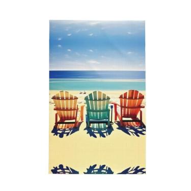 Imagem de XLLingL Cena de praia com cadeiras impressão Waffle toalhas de cozinha, panos de prato de microfibra, para decoração e limpeza de cozinha - 1 peça