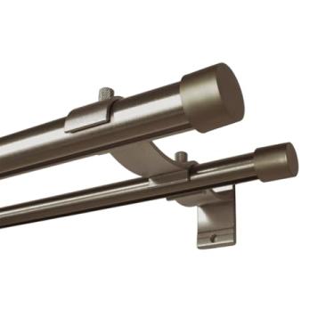 Imagem de Kit Varão Duplo Deslizante 28/19mm 1,00 Metro Inteiro com Suporte de Alumínio(Ouro Velho)