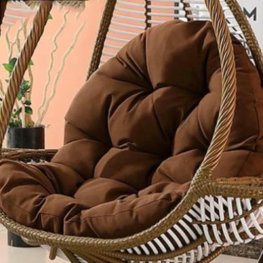 Imagem de Almofada para cadeira suspensa em formato de ovo de vime, almofada de substituição para cadeira de rede suspensa, almofadas grossas e impermeáveis ​​para cadeira suspensa em formato de ovo.