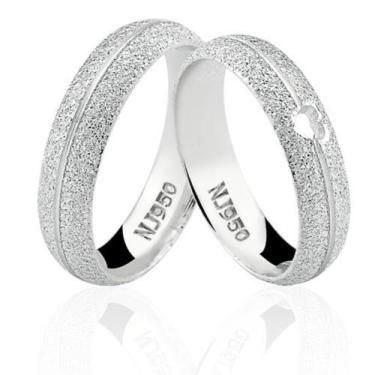 Imagem de Par de Alianças em Prata 950 Anatômica Natalia Joias AL26, Prata