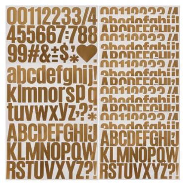 Imagem de Adesivos de letras e números autoadesivos decorativos alfabeto DIY scrapbooking com acabamento em folha dourada 18 peças para projetos de artesanato e personalização