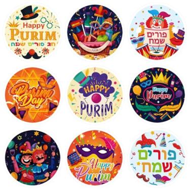 Imagem de Adesivos Happy Purim Decalques Artigos de Festa Decorações, Lembranças de Festa de Carnaval de Purim Judeu, Etiquetas de Recipientes, Envelope Carta de Convite Adesivos Decalques - Conjunto de 180