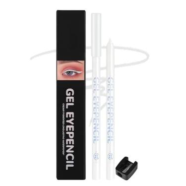 Imagem de Erinde Lápis delineador branco à prova d'água, lápis delineador de olhos de gel cremoso, deslizamento suave, de longa duração, impermeável, apontador e à prova de manchas para olhos sensíveis, sem