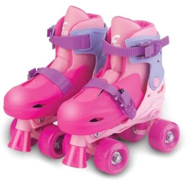 Imagem de Patins Roller Infantil 30-33 +Kit Proteção Rosa Fenix PK-01R