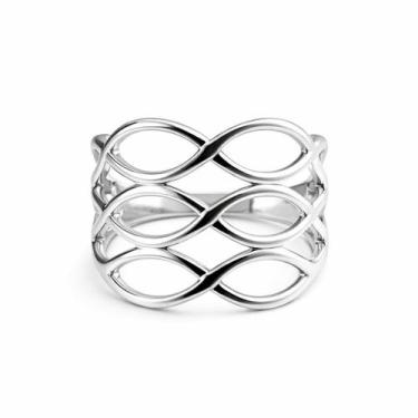 Imagem de Anel em Prata 925 com Design Infinitos Triplos - Joia Exclusiva - Just