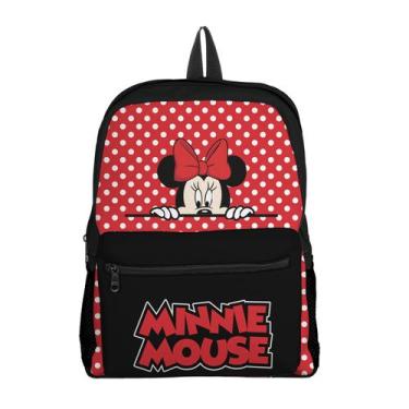 Imagem de Mochila com Bolso Escolar Infantil Avulsa Mickey e Minnie Menina  - Th