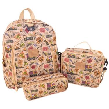 Imagem de Kit Mochila Escolar Infantil Completo Menina Menino Bolsa Resistente c