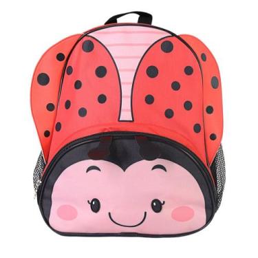 Imagem de Mochila Costas Escolar Joaninha Vermelha Infantil 3D Kids Escola Bebe 