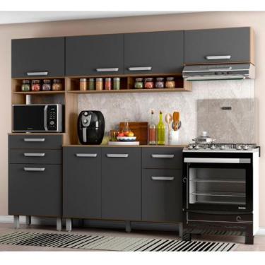 Imagem de Cozinha Compacta 8 Portas 2 Gavetas E Balcão Com Tampo Siena Poliman M