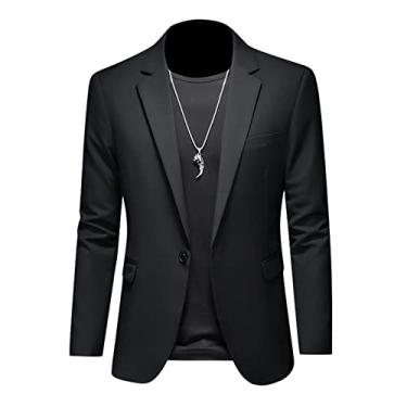 Imagem de Jaqueta Blazer Masculina, 1 Botões Slim Fit Casaco Esportivo Plus Size Ternos de Negócios para Jantar, Formatura, Festa, A, 4GG (190