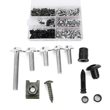 Imagem de Estink Kit de carenagem de alumínio M5 M6, 198 peças de parafusos de para-brisa para motocicletas, para a maioria das motocicletas, inclui ferragens contra (prata)