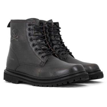 Imagem de Bota Masculina Cavalera Hector Couro Confortável Cano Médio Com Zíper Cadarço 62110041-Masculino