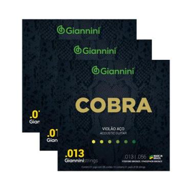 Imagem de Kit 3 Encordoamento Violão Giannini Aço Cobra GEEFLXF Fósforo Bronze 0