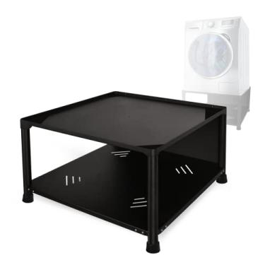 Imagem de CMXIKJ Pedestal para Máquina de Lavar, Base Em Chapa de Metal com Altura Ajustável e Prateleira de Armazenamento, Pedestais de Ajuste Universal para Lavadoras e Secadoras, 28 X 28 X 14,5"(Preto)