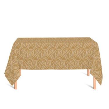 Imagem de Toalha de Mesa Retangular em Tecido Jacquard Dourado Argolas Tradicion