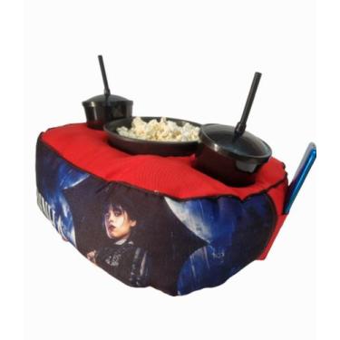 Imagem de Almofada Porta Pipoca Com Bolso Balde + Copos Wandinha - Maria dos Rei