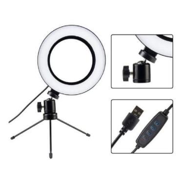 Imagem de Ring Light Iluminador Com Tripé Portátil Três Cores - Abelhuda Present