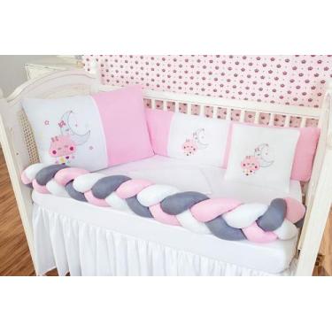 Imagem de Kit Protetor Berço Alto Padrão Nacional Americano Céu Nuvem Menina Lua