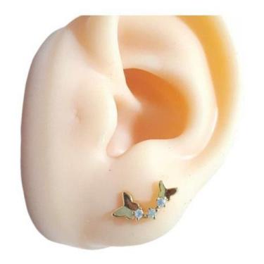 Imagem de Brinco Infantil Borboleta Dupla Pedra Zirconia Folheado 18k - De Castr