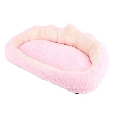 Imagem de Cama de Cachorro, Estrutura Espaçosa e Resistente, Sofá-cama de Pelúcia Quente Multifuncional para Casa (Rosa)