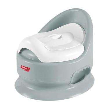 Imagem de Almencla Vaso sanitário para bebês, cadeira para uso em viagem, assento sanitário portátil bonito para crianças, assento de treinamento, cadeira para penico, Cinza