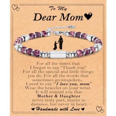 Imagem de Presentes de Dia das Mães para Esposa, Mãe, Avó, Nova Mãe, Bônus, Mãe, Irmã, Cachorro, Tia, Madrasta, Sogra, Namorados, Mãe, Cunhada, Pulseiras de Contas Presente para Mulheres Meninas, 6.7, Pedra,