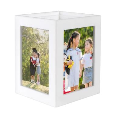 Imagem de Suanti Cubo para fotos, porta-retratos com 4 lados para fotos de 8,9 x 12,7 cm, caixa de moldura de mesa e mesa, arranjo de flores ou organizador para presentes de Dia das Mães de vários usos