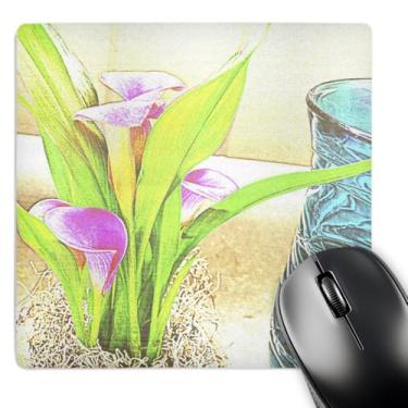 Imagem de 3dRose LLC Mouse pad 20 x 20 x 0,65 cm, flores de lírio de cala rosa e arte floral (mp_40209_1)