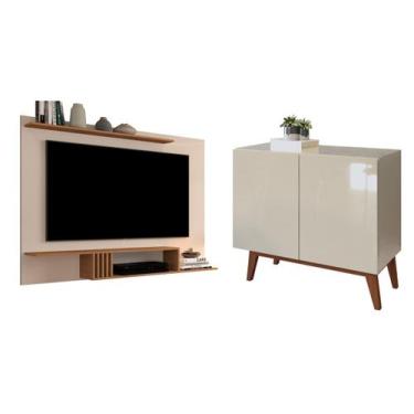 Imagem de Painel p/TV ate 55" + Buffet Retro Eros com 2 Portas OFF - JM3 Móveis
