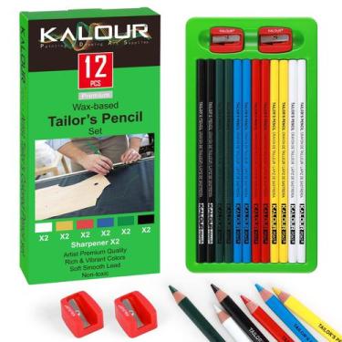 Imagem de Conjunto de 12 Lápis Tailor's KALOUR PDAS com 2 Apontadores - 6 Cores