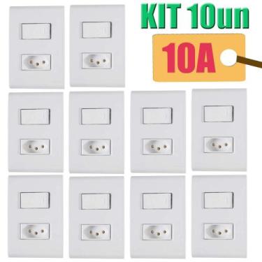 Imagem de KIT 10un 1 Interruptor +1 Tomada 2P+T Liz 10A -Tramontina