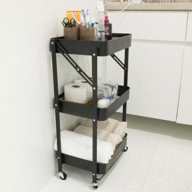 Imagem de Carrinho Multiuso dobrável com 3 prateleiras ( Fruteira / Organizador 