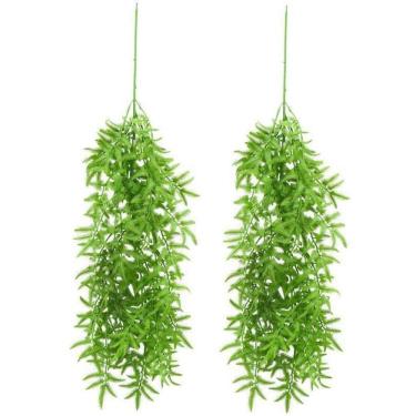 Imagem de Jogo 2 Folhagens Pendente Artificial Mini Samambaia Verde 80cm - MC Flores