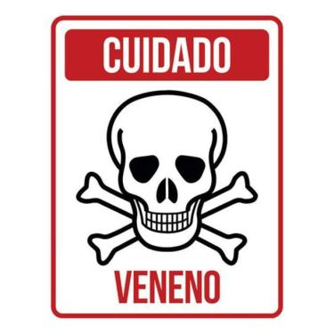 Imagem de Kit 10 Placas Cuidado Veneno Caveira Vermelha 36X46