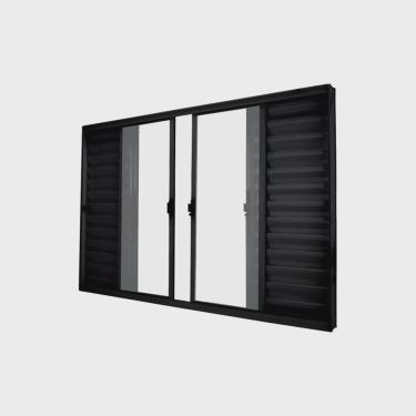 Imagem de Janela Veneziana Abertura Central 6 Folhas Vidro Liso 100x100cm Exclusiva Esquadrias