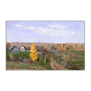 Imagem de Levitan Isaak Iliich. Cenário de outono dourado rural. Arte de parede em tela reprodução famosa. Pôster de arte em tela para decoração de casa - 95 x 60 cm sem moldura