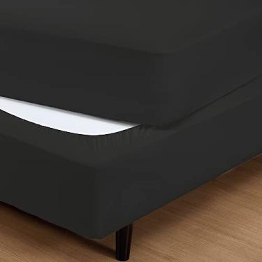 Imagem de Saia Fit Box Solteiro com Elástico 100% Algodão - Preto