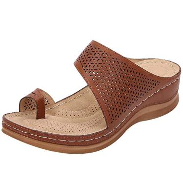 Imagem de rismart Chinelo feminino com bico anel, bico anel, vazado, corretor de joanete, Marrom, 40